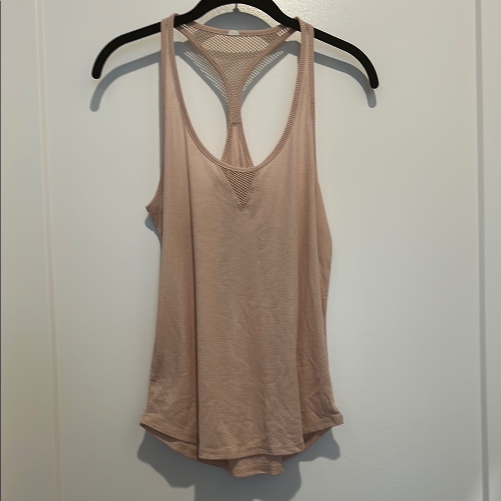 Alo Yoga Tan/Pink Racerback Tank with Mesh details. M EUC